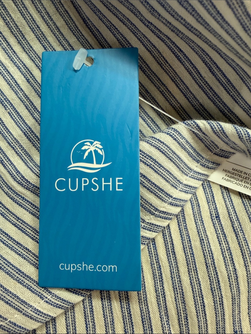 Cupshe Analia Dolman Sleeve Stripe Shirt Collar Dress Beachy Coverup NWT XL - Picture 7 of 11